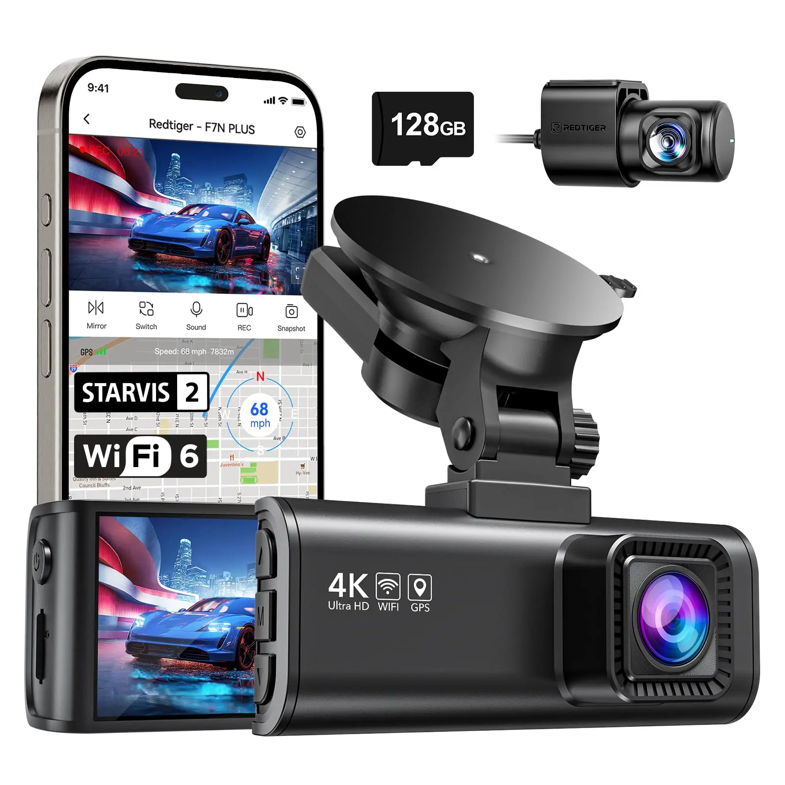 Meilleure dashcam Québec REDTIGER F7NP 4K avant et arrière