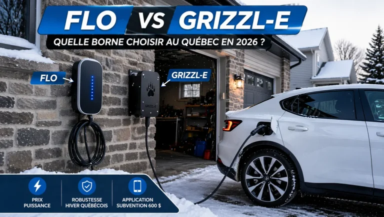 Comparatif FLO vs Grizzl-E borne recharge Québec installée maison hiver